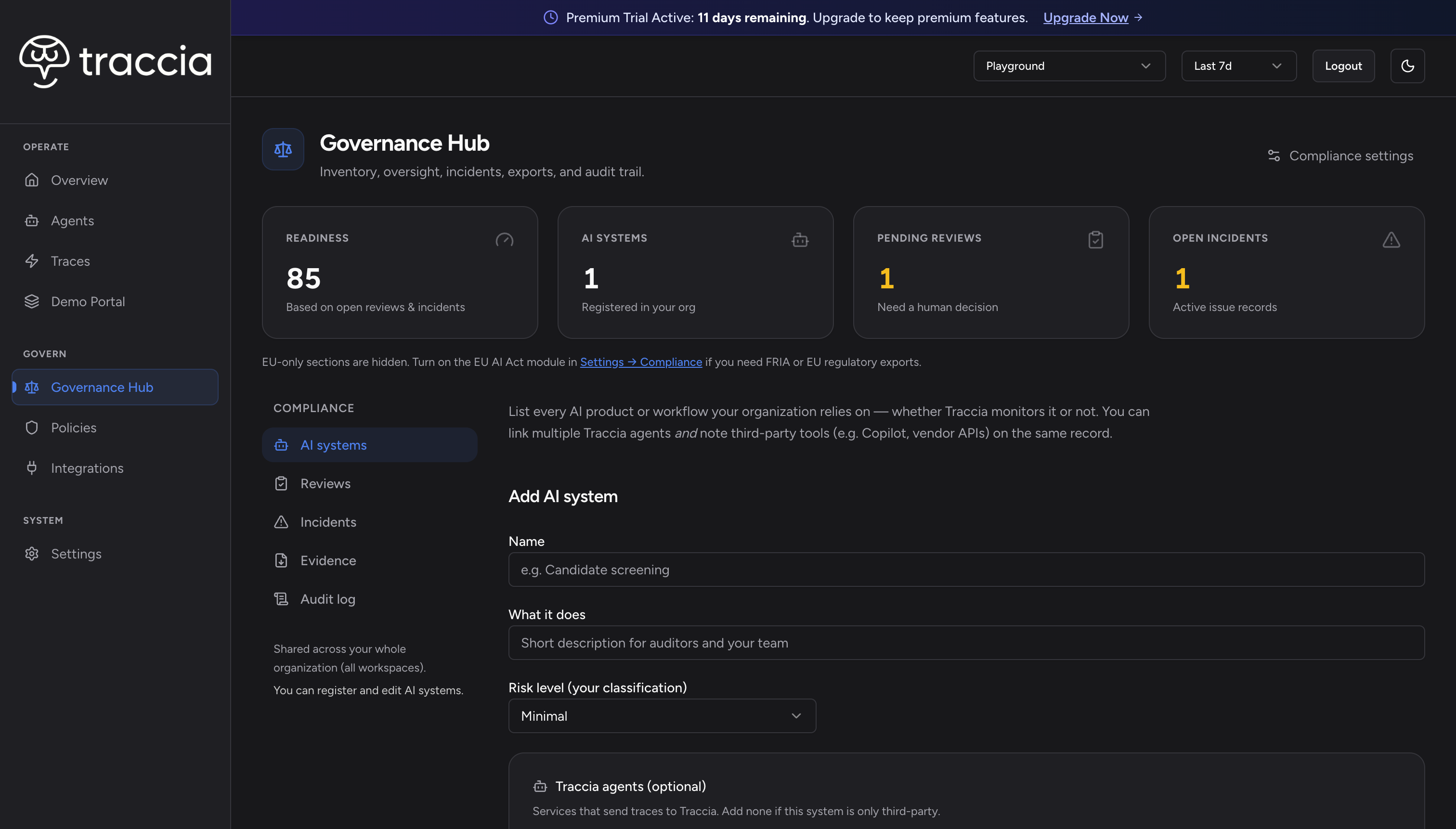 Traccia Governance Hub